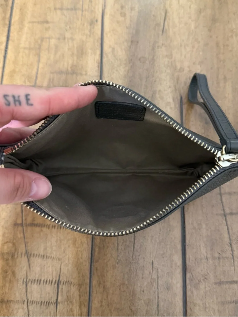 Versace Collection Medusa Grey Leather Wristlet